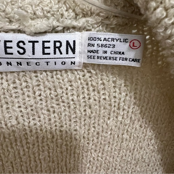 Western Connection Cream Women's Sweater Cardigan Rodeo - Picture 3 of 5